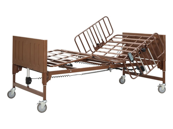 Heavy-duty hospital bed frame pictured in Hieline Medical’s 600-pound rental option, without mattress