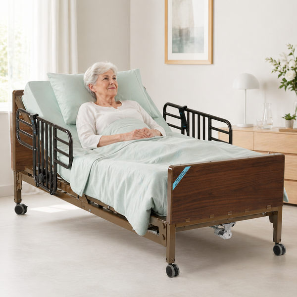 Home bed scene shown on Medical Supplies Services’ hospital-bed rental page