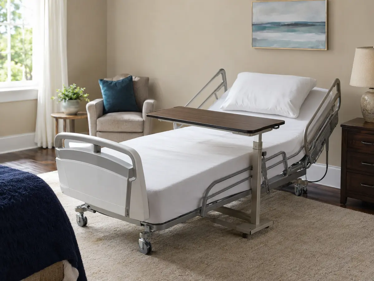 Hospital bed pictured in Prime Care Medical Equipment’s bed category